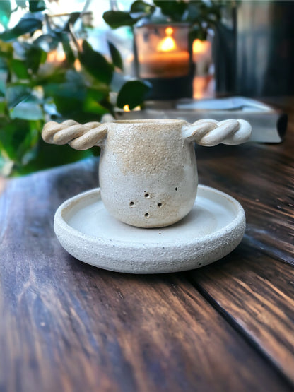 Braided Ceramic Tea Strainer & Plate